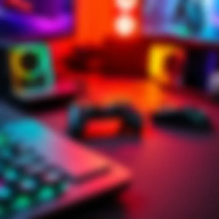 A gaming desk showing a controller beside a keyboard and mouse, highlighting the choice of gaming methods.