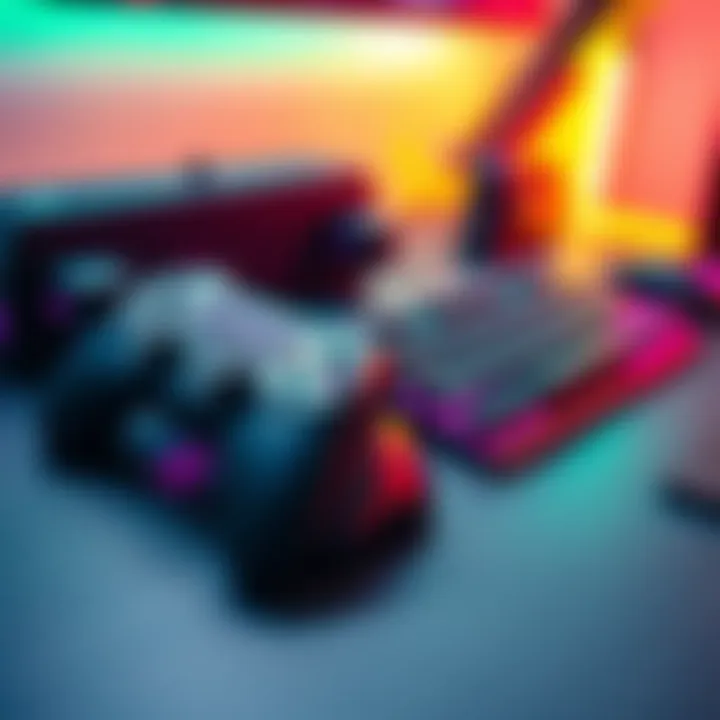 A gaming setup showing a controller and a mouse with keyboard, highlighting the difference in input methods.