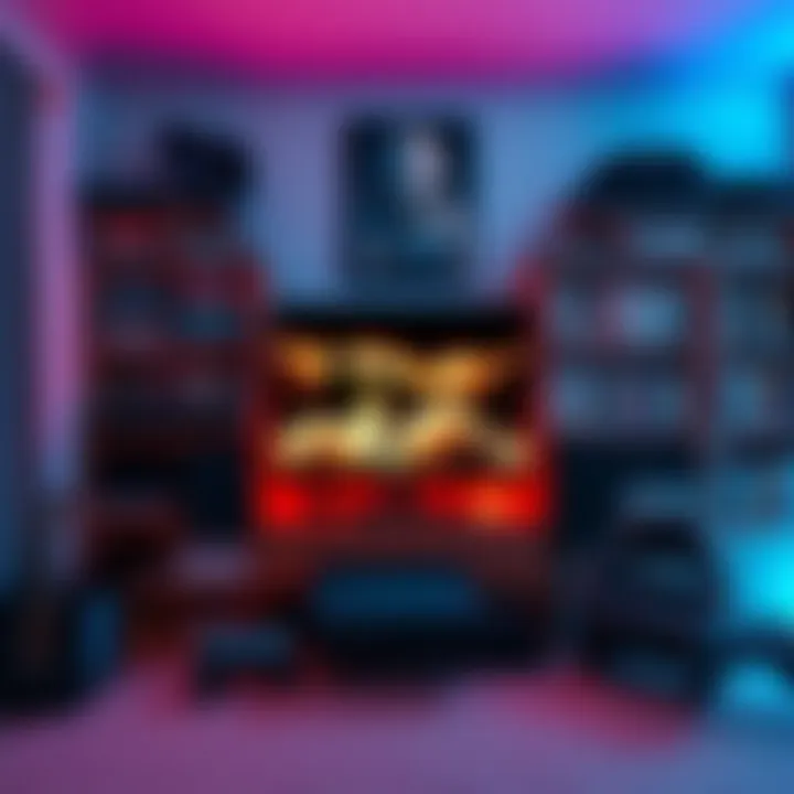 A well-organized game room featuring a classic PS3 console, controllers, and game cases on display.