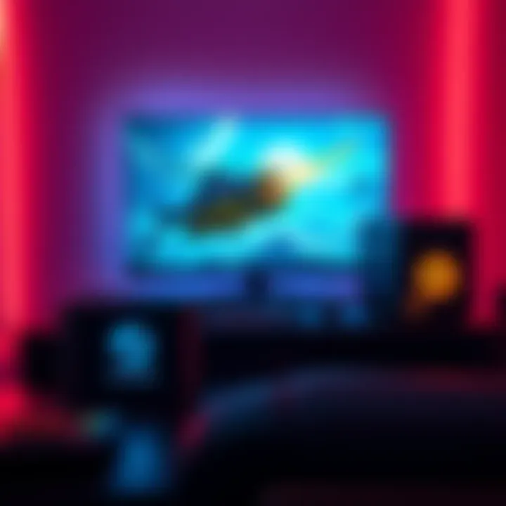 Gaming setup with Steam Machine A sleek gaming setup featuring a Steam Machine and a high-resolution monitor displaying a AAA game on ultra settings