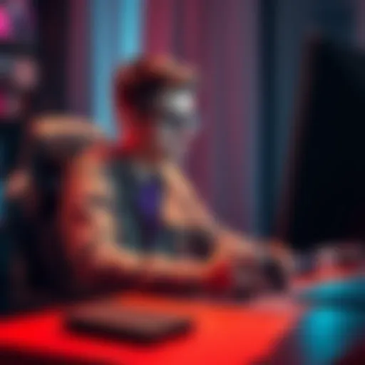 A gamer sitting at a desk with a console controller, looking concerned while staring at the screen showing DLC content