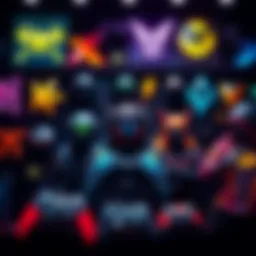 Various gaming skins displayed with different designs and colors