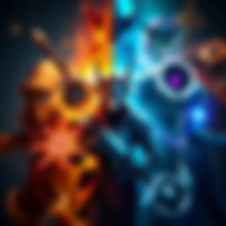 A collage showing different gaming skins classified as epic and legendary, highlighting their visual differences