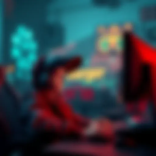 Graphic showing the term 'burger' with a gamer looking frustrated in front of a computer screen