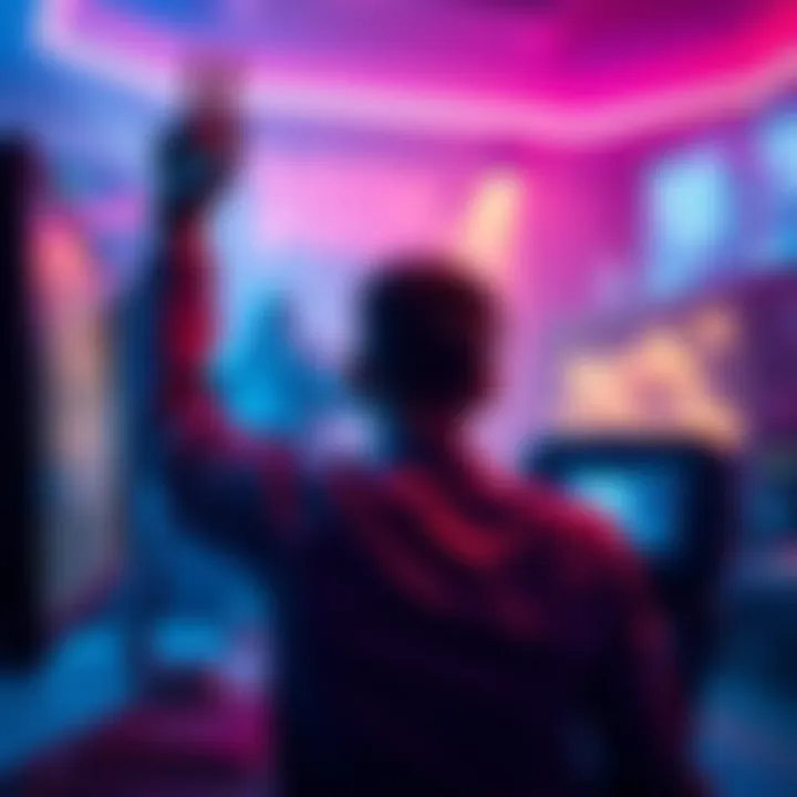 Gaming Submission to Doom Council A gamer celebrating their Player of the Game moment, submitting gameplay highlights to the Doom Council on a computer.