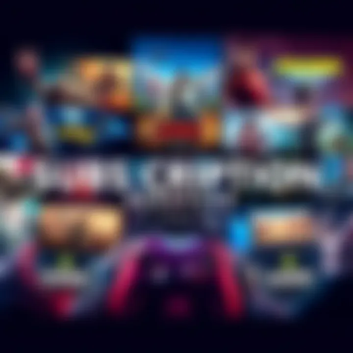 A collage of popular video games showcasing downloadable content and in-app purchases with graphics indicating subscription models