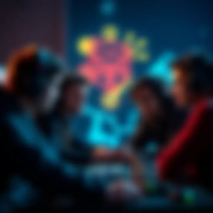 A group of gamers working together, discussing strategies to improve teamwork and address Main Character Syndrome in gameplay.