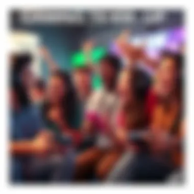 A group of diverse gamers excitedly collaborating during gameplay, showcasing teamwork with random players.