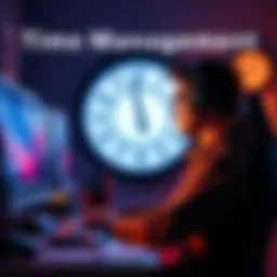 A gamer sits in front of a computer with a clock in the background, contemplating choices between day-to-day gameplay and skipping time periods, showcasing the dilemma in game campaigns.