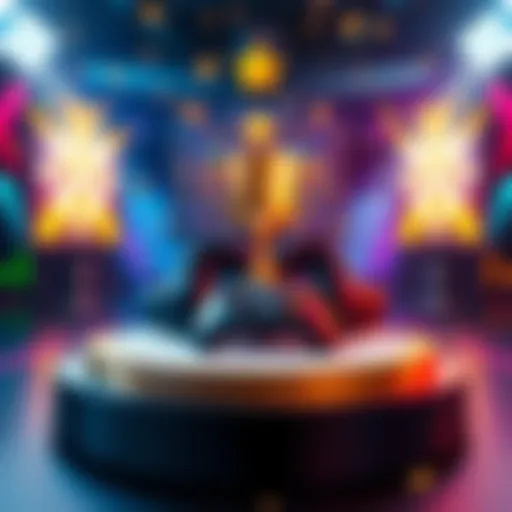A graphic showing a gaming tournament invitation with a trophy, controller, and cash prizes