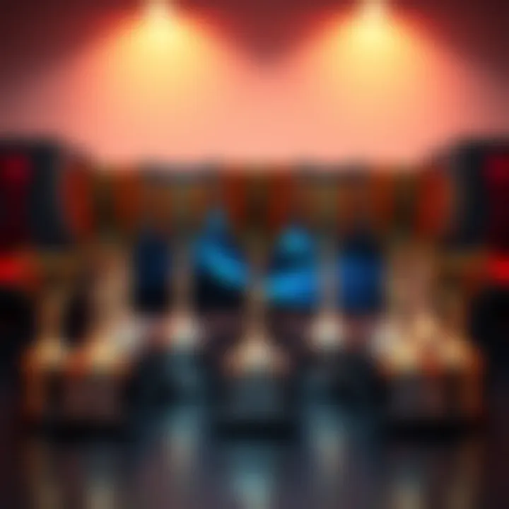 A collection of 14 platinum trophies displayed prominently with gaming consoles in the background