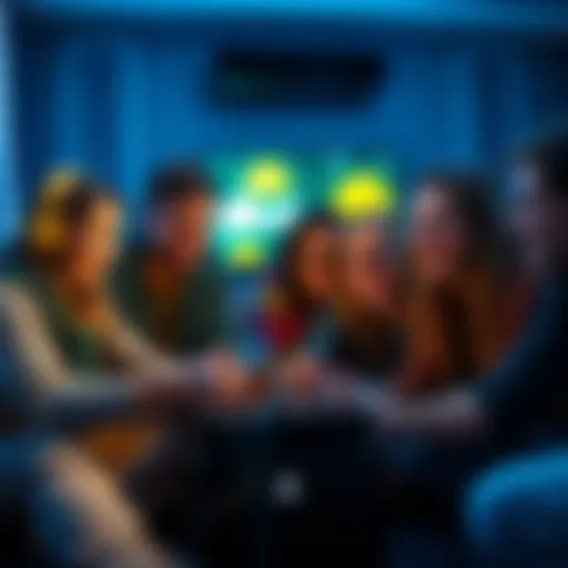 A group of friends gathered around a game console, laughing and enjoying their time together while playing video games.