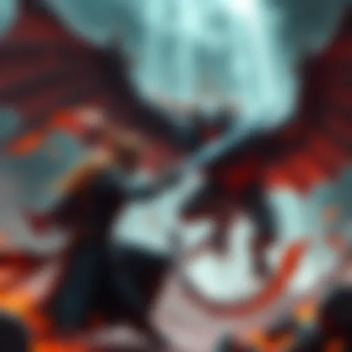 Gargoyles Duel Player Laywien battles a gargoyle with sword drawn, showcasing intense action in the arena.