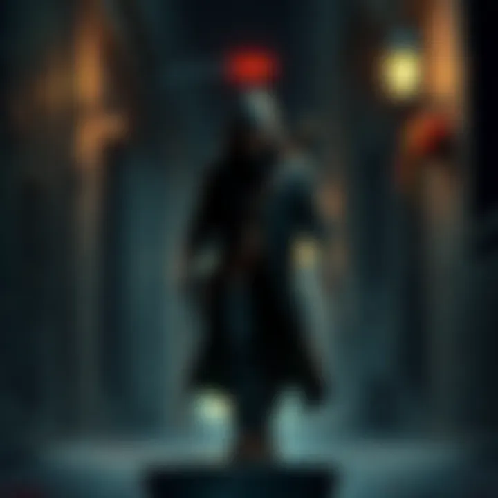 Garrett, the main character from Thief, stands in a shadowy alley, looking stealthy with his cloak and tools ready.