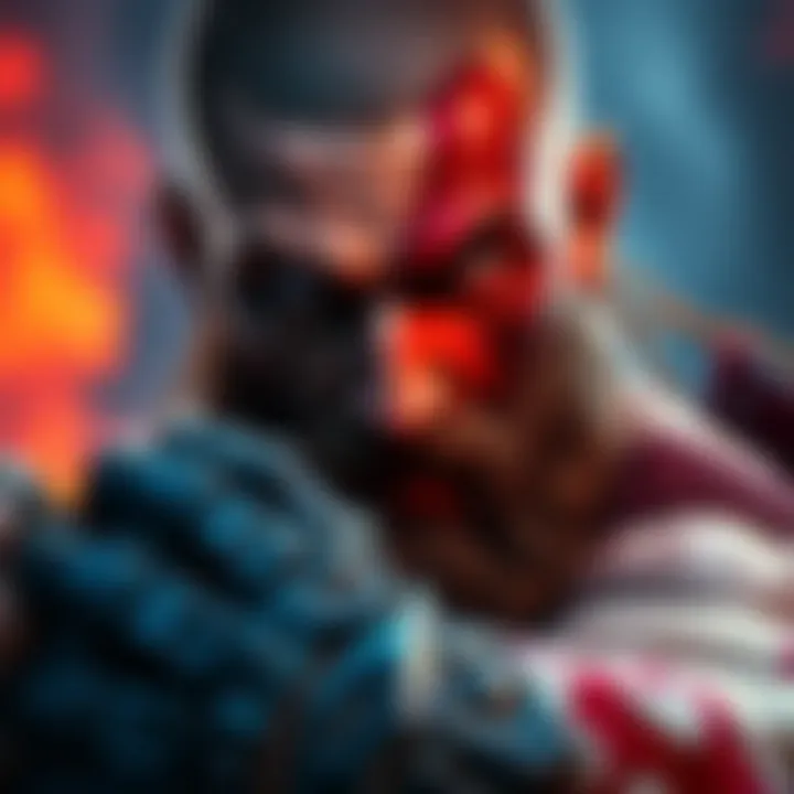 Actor Garth Collins poses with a fierce expression, showcasing his muscular build and height resembling the video game character Kratos.