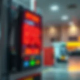 Gas station display showing high prices alarming consumers