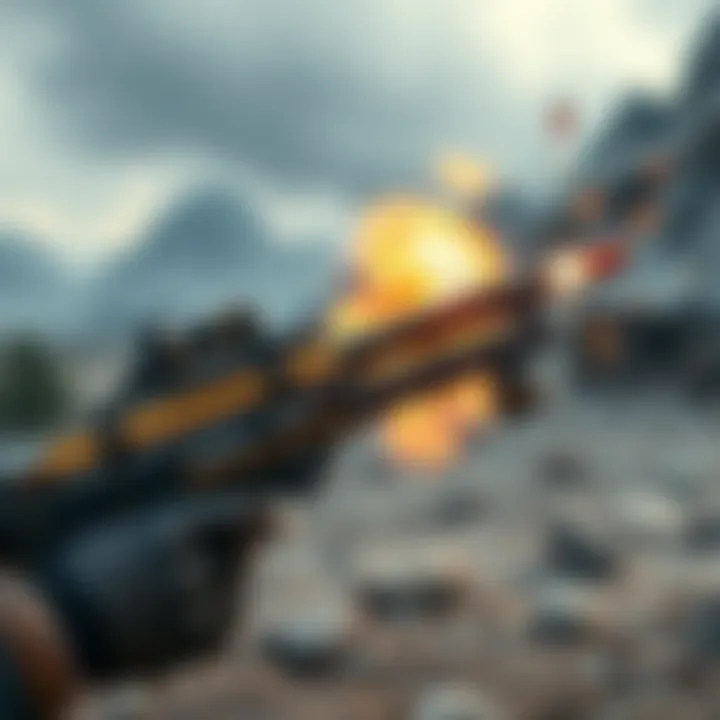 A Gatling gun shooting explosive rounds in a gaming environment, showcasing the debate over its use compared to traditional cannons.