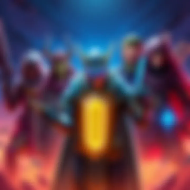 A group of diverse team members ready for a gauntlet challenge, showcasing their unique abilities and builds.