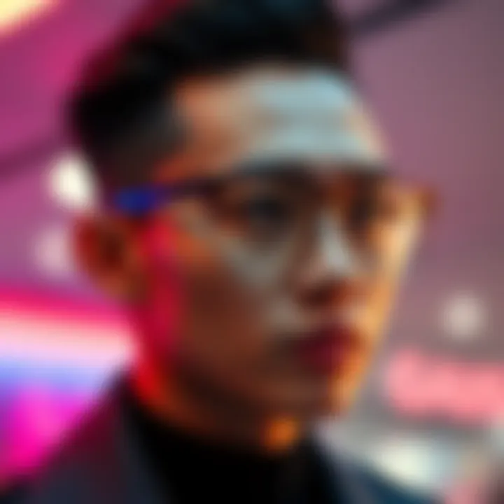 Gauss Fashion Frame Stylish person wearing Gauss fashion frame glasses, showcasing modern design and elegance.