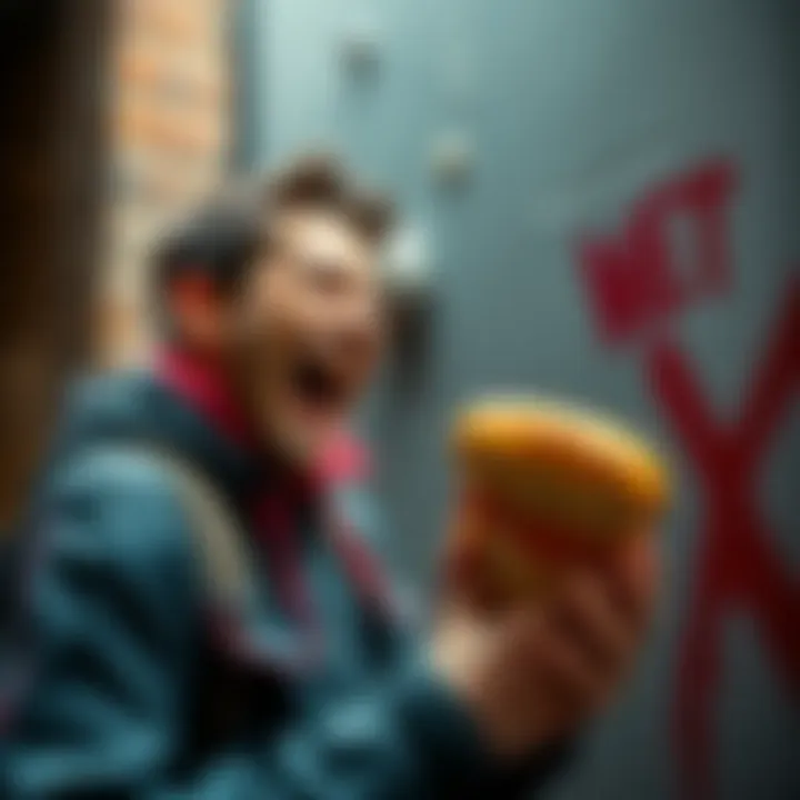 Gavin reacts with laughter in G-Mod while looking at a wall spray of wet bread
