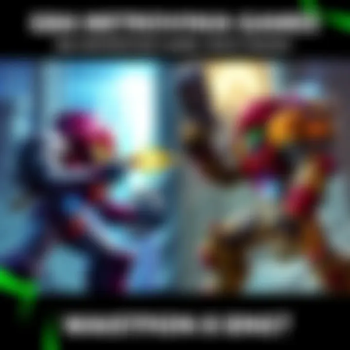 Two GBA Metroidvania game characters facing off in an action scene, highlighting their unique abilities and environments.