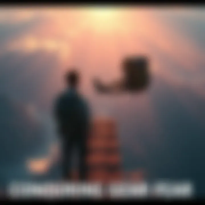 A person stands on a platform, looking at the thrilling gear setup ahead, ready to take a leap of faith.