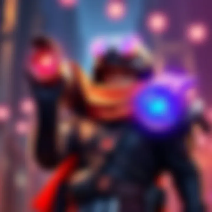 A character in an action game holding upgraded gear with glowing effects, ready to enhance their level beyond 300.