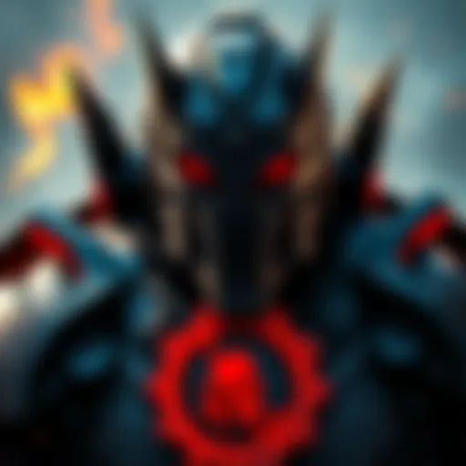 Main villain from Gears E-Day resembling a character from Lord of the Rings, with dark armor and imposing features