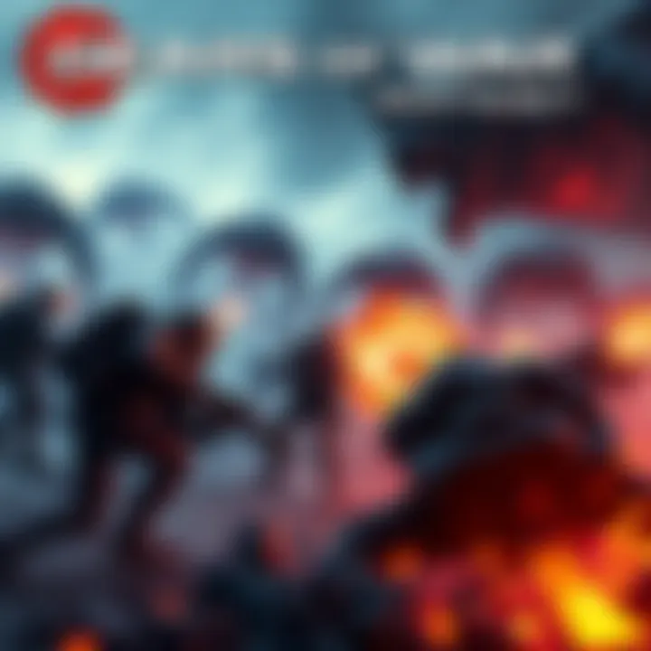A dramatic scene from Gears of War showing soldiers in combat against monstrous enemies