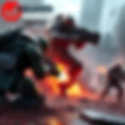 A scene from Gears of War E-Day Beta showing intense combat with characters battling in a gritty environment