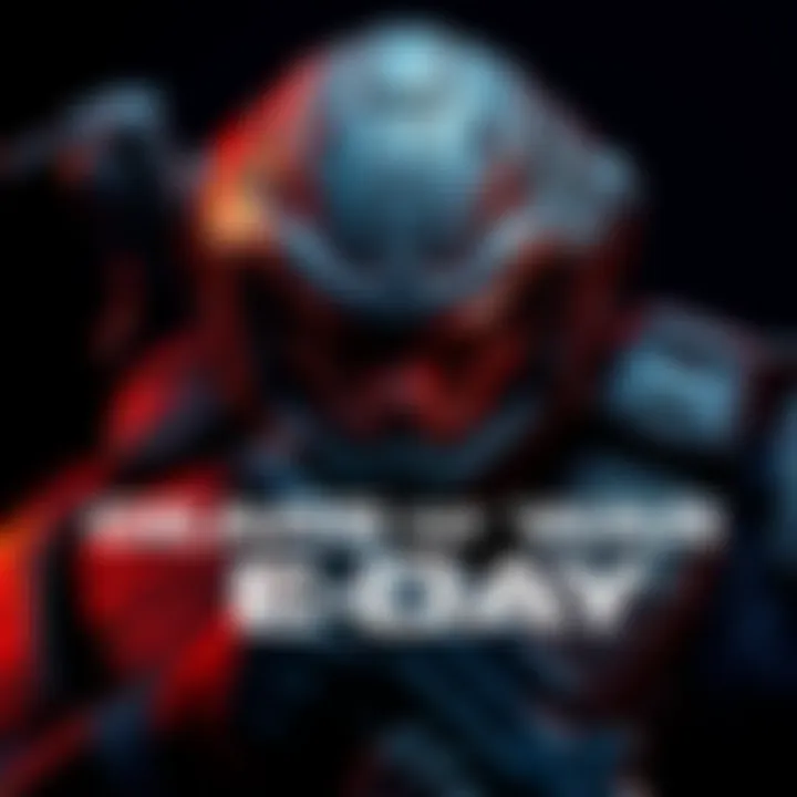A fierce character from Gears of War E-Day, showcasing intense expressions and battle-ready gear against a dark backdrop.