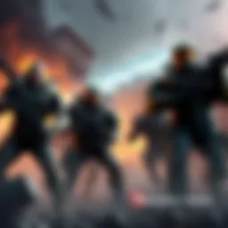 Gears of War and Halo Characters An action scene featuring characters from Gears of War and Halo in a battle setting.