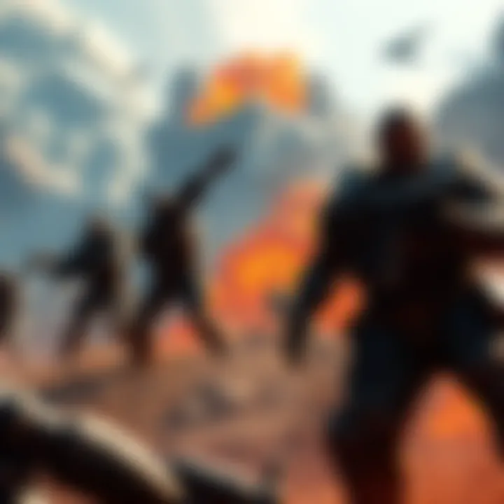 Gears of War Judgement Game Scene Action scene from Gears of War: Judgement showing characters in battle with unique weapons in a detailed environment.