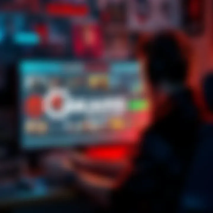A gamer looking at Gears Reloaded achievements on a screen, surrounded by game memorabilia