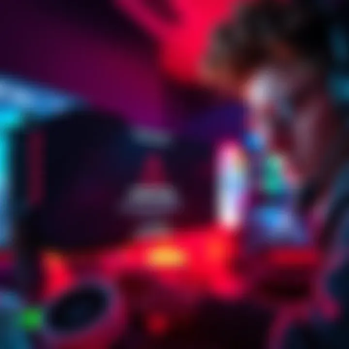 A close-up of a GeForce RTX 5060 graphics card showing an error message on screen while a gamer looks concerned.