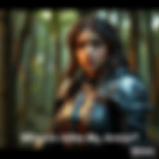 Gemma in Search of Armor Gemma looking confused while searching for her missing armor in a forest setting