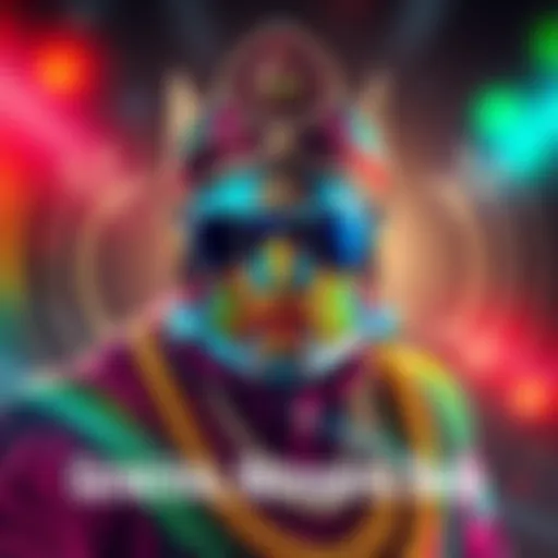 A colorful depiction of the General Nosseris Kumbha skin, showcasing its distinctive design and vibrant colors, with sound waves illustrating the loud VXG effect.