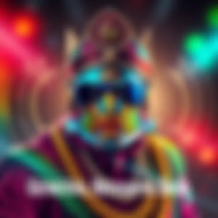 A colorful depiction of the General Nosseris Kumbha skin, showcasing its distinctive design and vibrant colors, with sound waves illustrating the loud VXG effect.