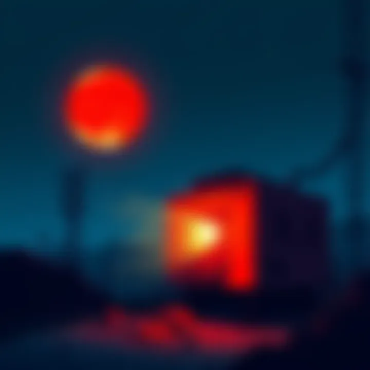 Generators during Bloodmoon event An illustration of a generator being activated at night with a red moon in the sky, showcasing the fast-paced gameplay effect of the Bloodmoon event.