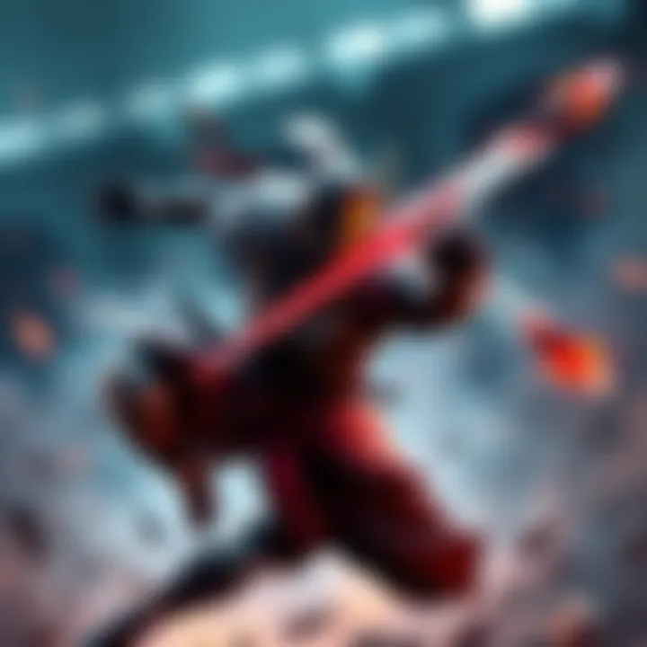 A dynamic shot of Genji performing swift attacks with dual shurikens, showcasing his agility and combat skills in a battle scene.