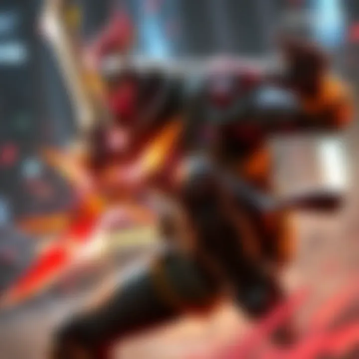 Genji in action with a high damage build Genji executing a powerful attack against Zarya in Overwatch