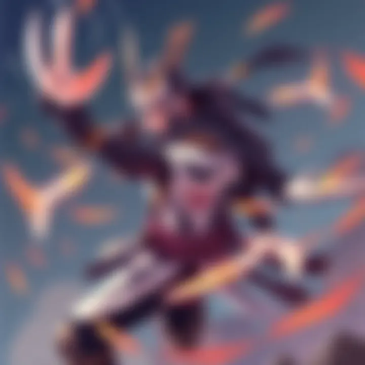 A digital illustration of Genji throwing shurikens and preparing to attack, showcasing his new projectile buff in Overwatch.