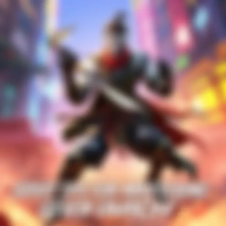 Genji in action A character resembling Genji from Overwatch, in a dynamic pose with a sword and shuriken, set against a colorful game environment