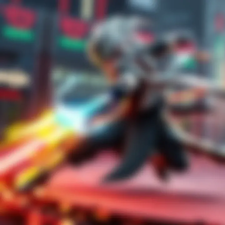 Genji executing a dash move A character performing a dash move in a futuristic game, showcasing a fast 180-degree turn with dynamic action effects