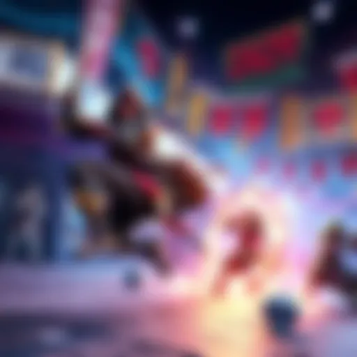 A character with a hood and a katana executing a spinning double-jump in a vibrant game environment while being targeted by other characters.