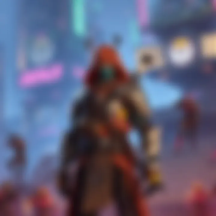 Genji character from Overwatch standing in a strategic position, looking for opportunities while teammates are engaged in battle.
