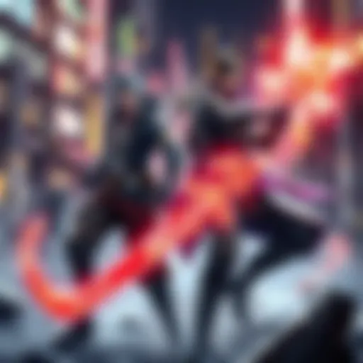 Genji and Raiden from Metal Gear Rising stand together in an action pose, showcasing their unique weapons, ready for battle in a dynamic gaming setting.