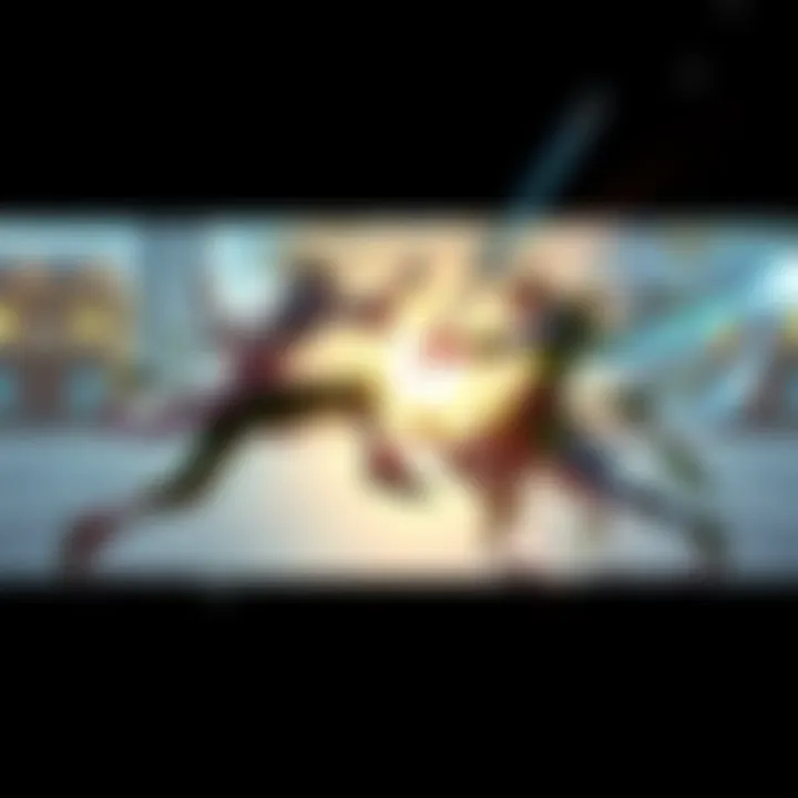 Genji jumps at Lucio while Lucio uses his sound wave ability to evade.