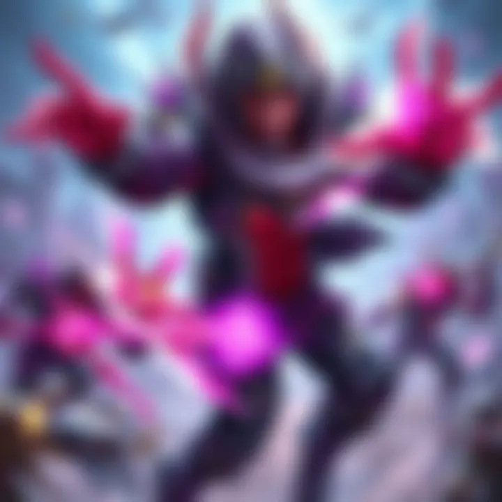 Genn showcasing his upgraded hero powers in action, surrounded by vibrant game effects and a lively battlefield.