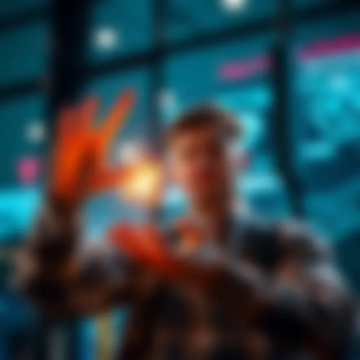 A person demonstrating soft communication methods with visual aids, focusing on kindness and clarity in messaging.